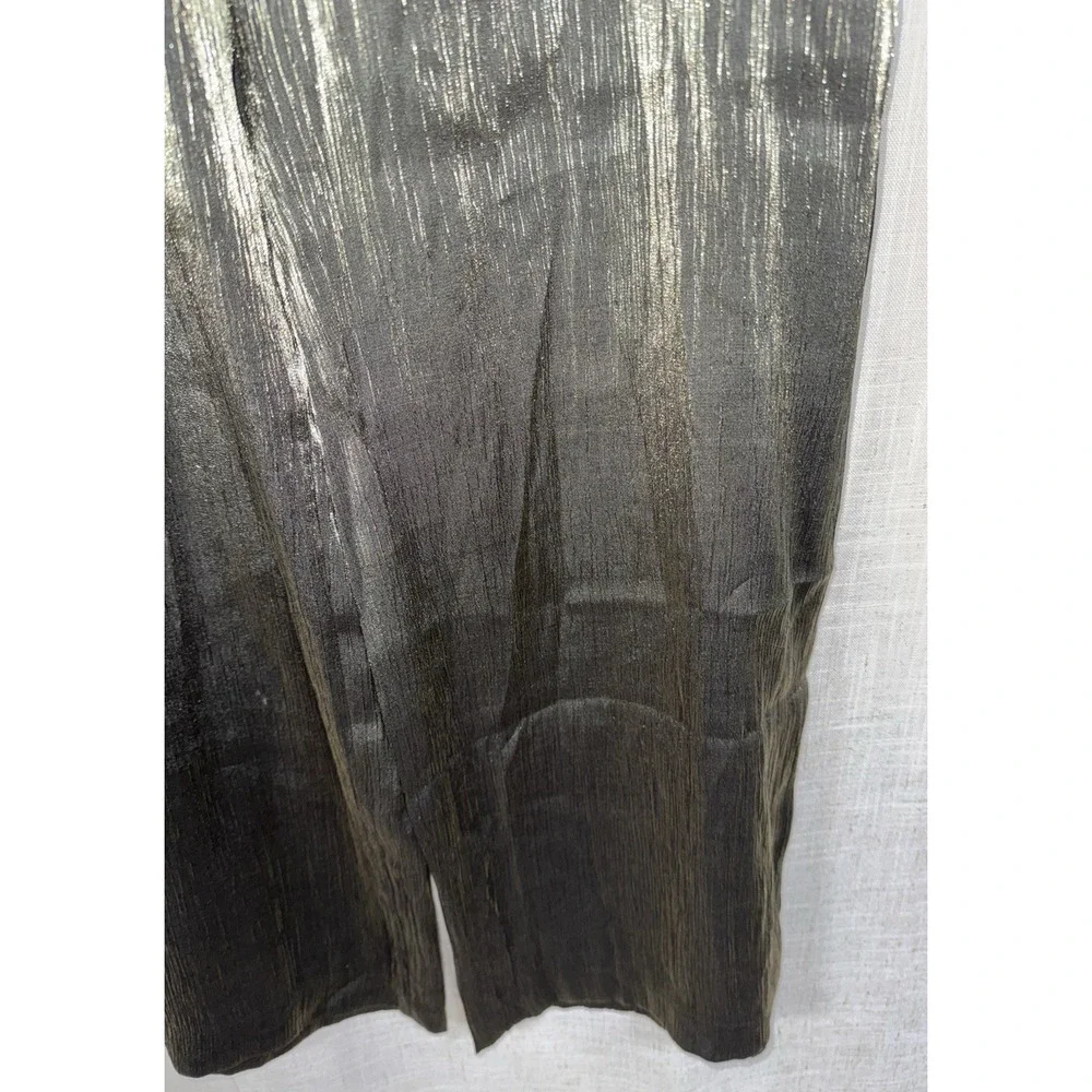 NWT MNG Gold Metallic Trousers Pants Women's Size 6 NEW‎ Wide Leg Black